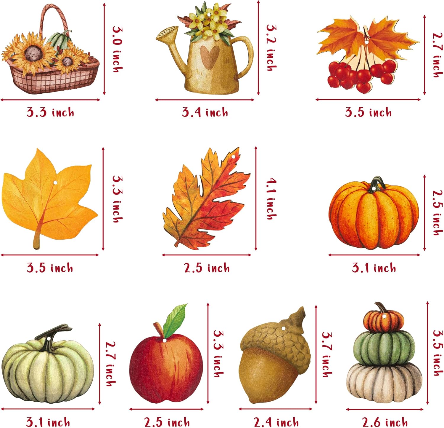 Haooryx 31Pcs Autumn Wooden Hanging Ornaments Set