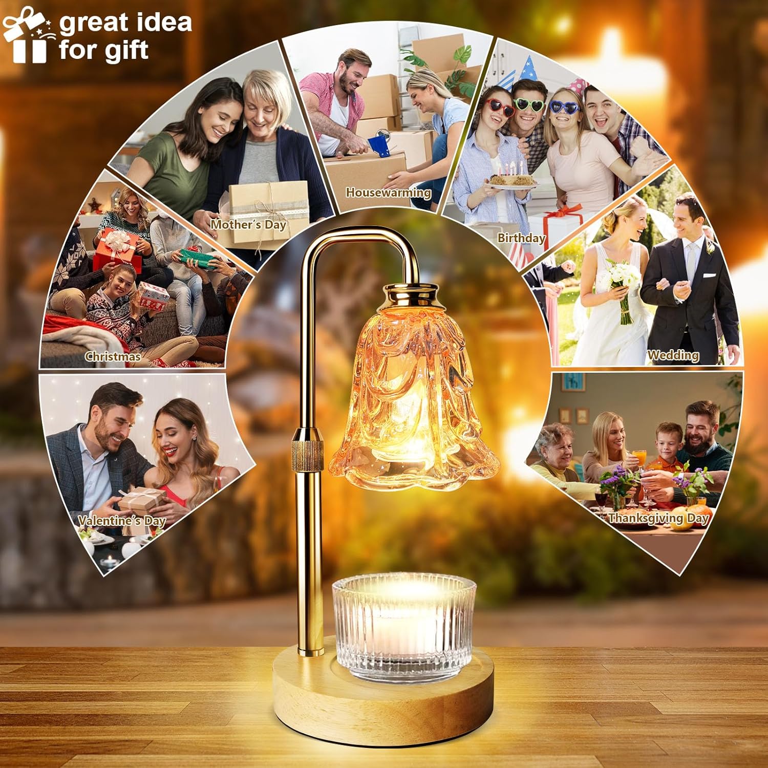 PYZO Flameless Candle Lamp with Timer and Adjustable Height