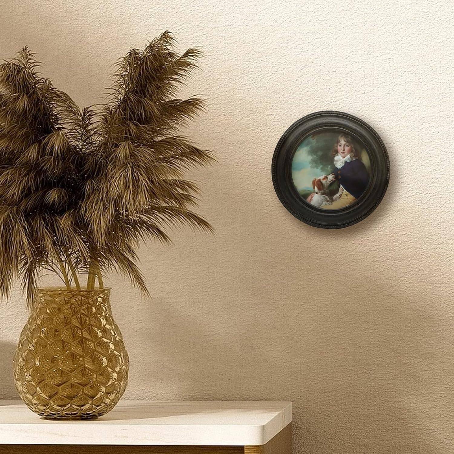 3x3 Small Vintage Round Picture Frame Mini Antique Black Grey Ornate Artistic Display Frame