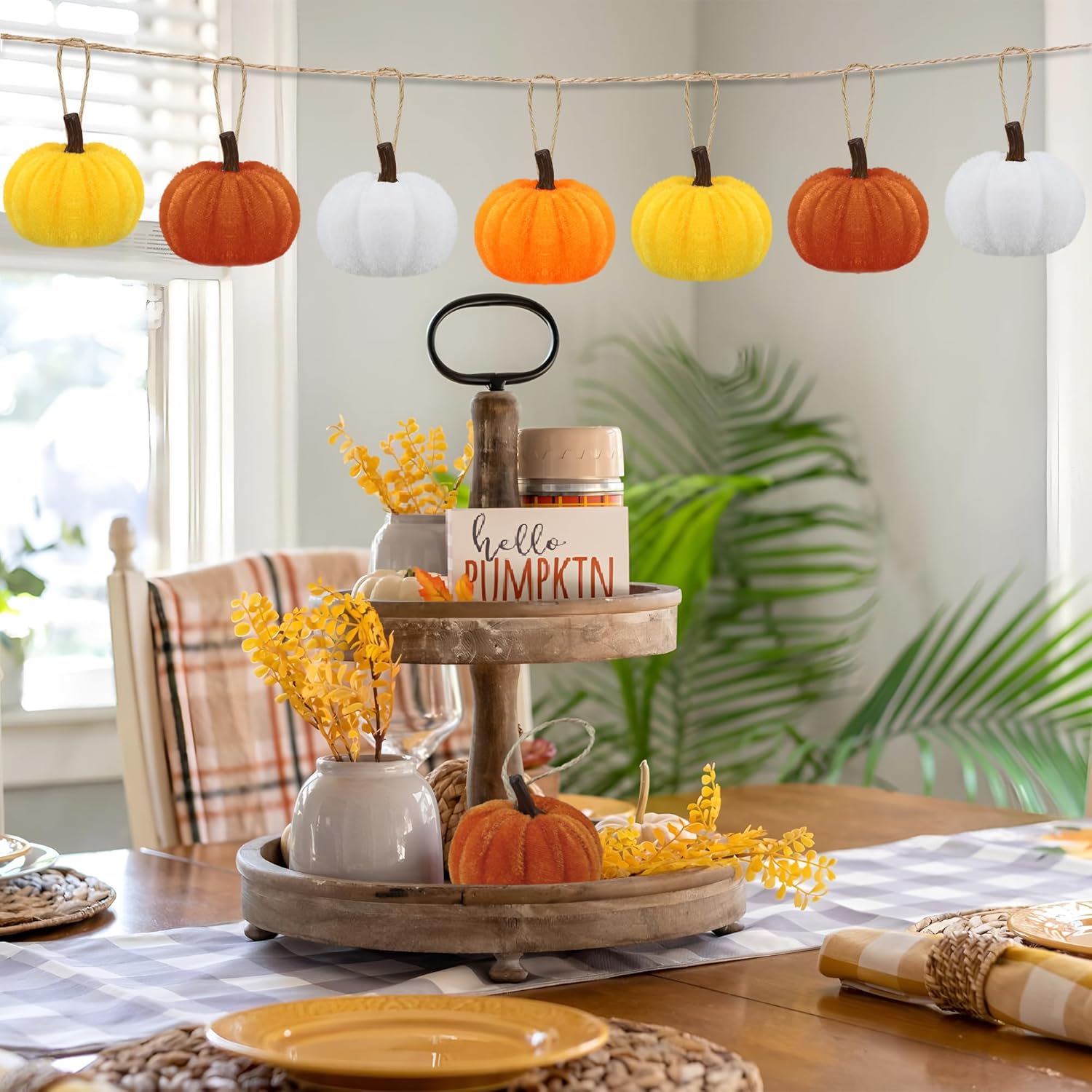 16PCS Fall Thanksgiving Pumpkin Hanging Velvet Decorations
