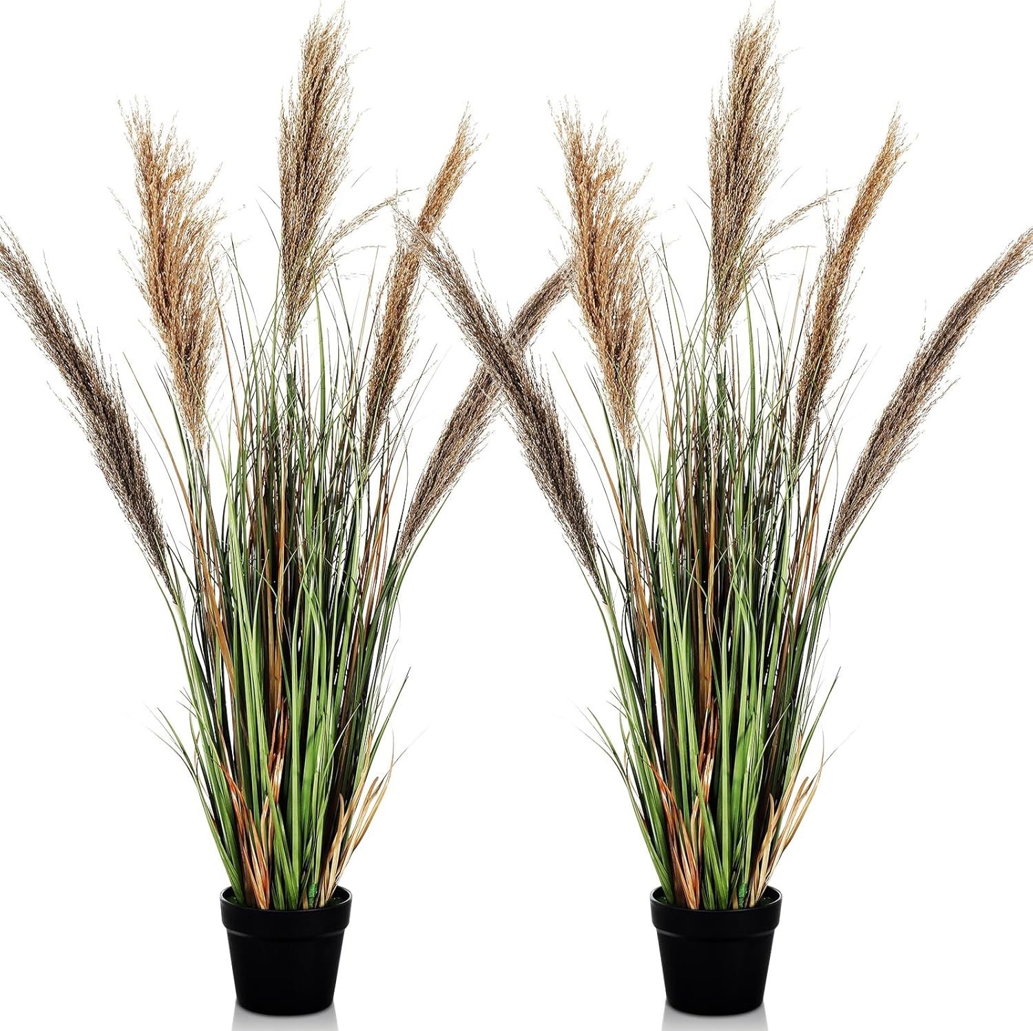Jexine 2 Pcs Artificial Pampas Grass Plants 4ft Tall Decorative Greenery for Home Office