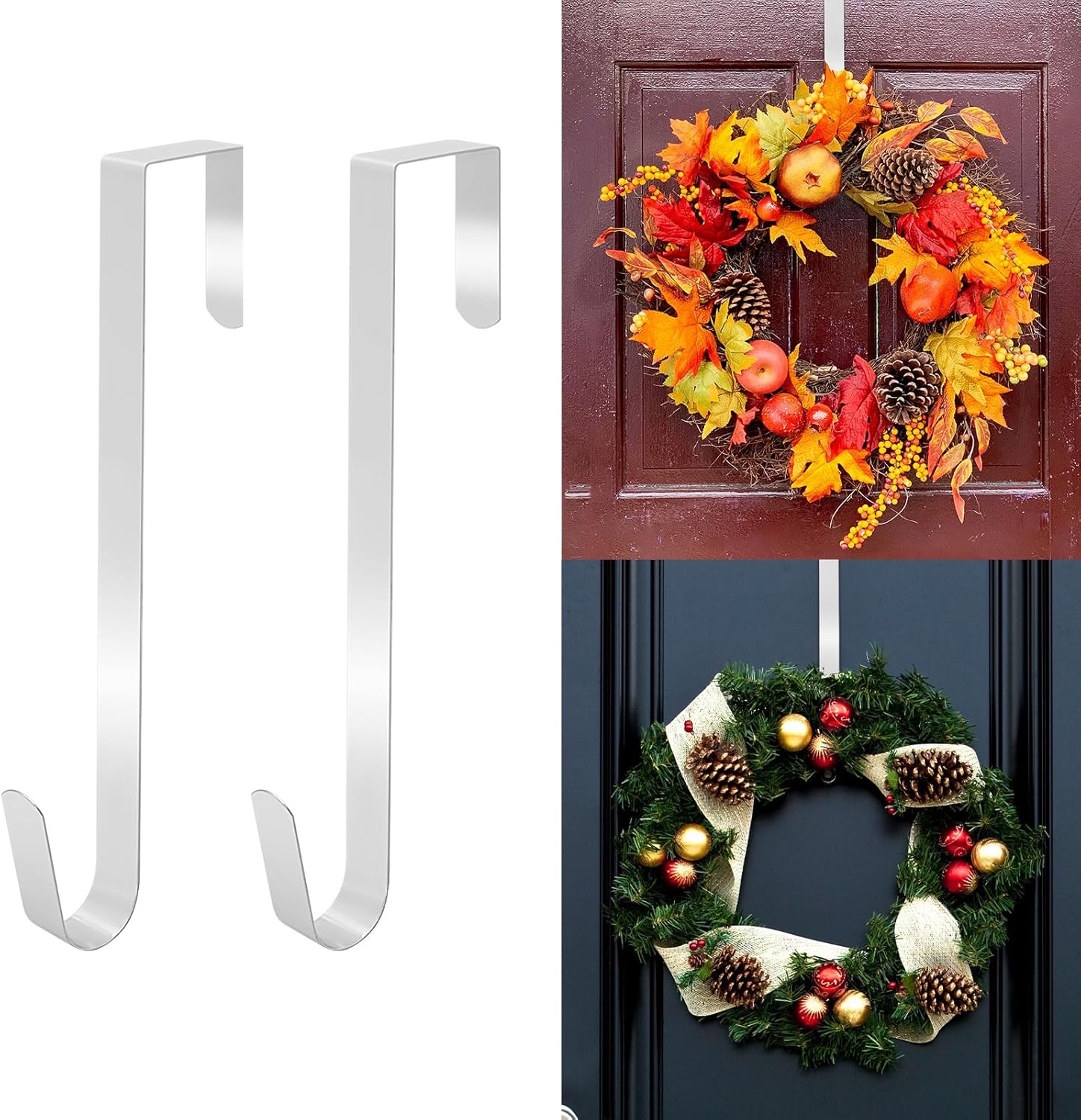 2 PCS Ultra Thin Wreath Hanger for Front Door