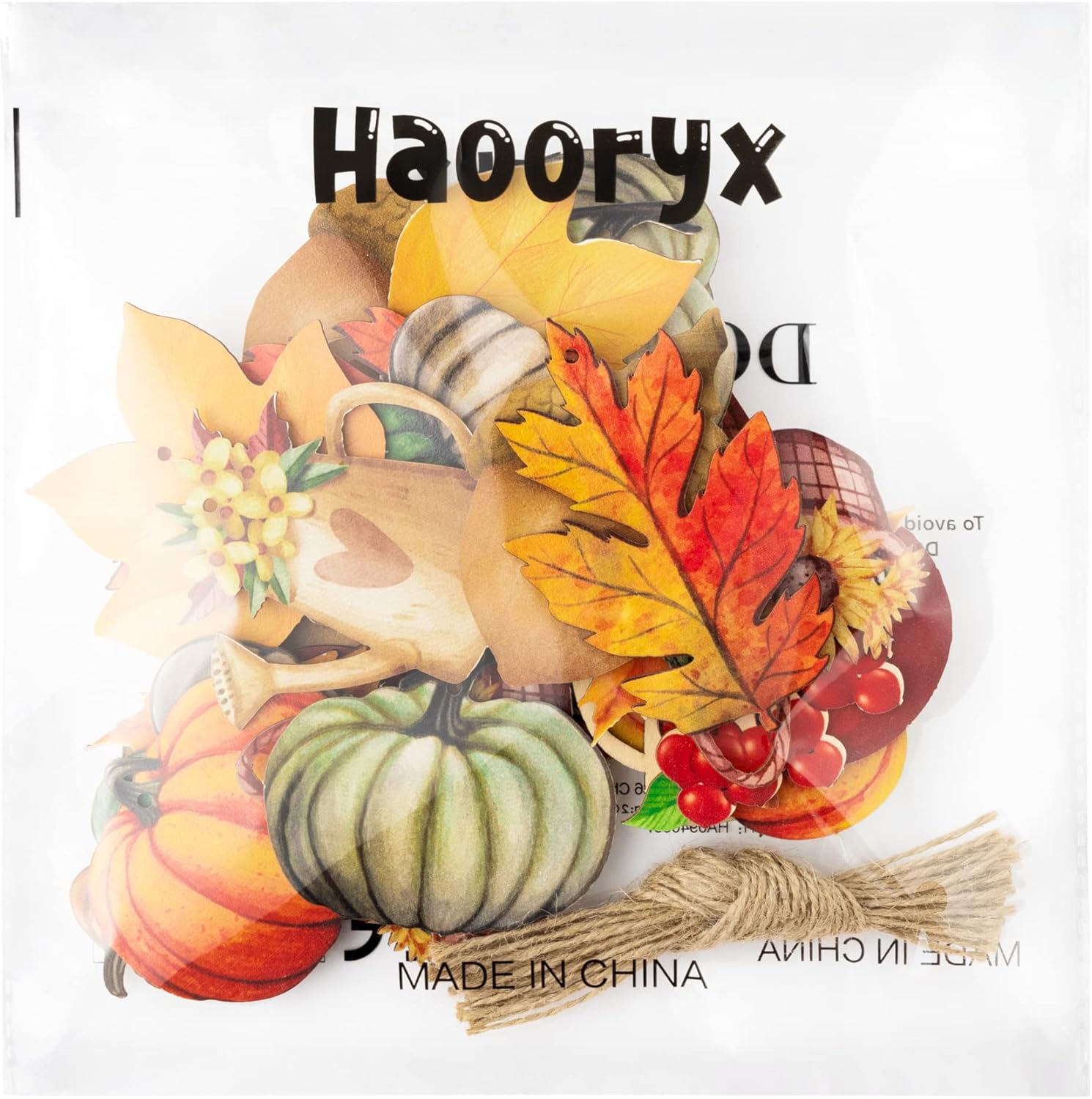 Haooryx 31Pcs Autumn Wooden Hanging Ornaments Set