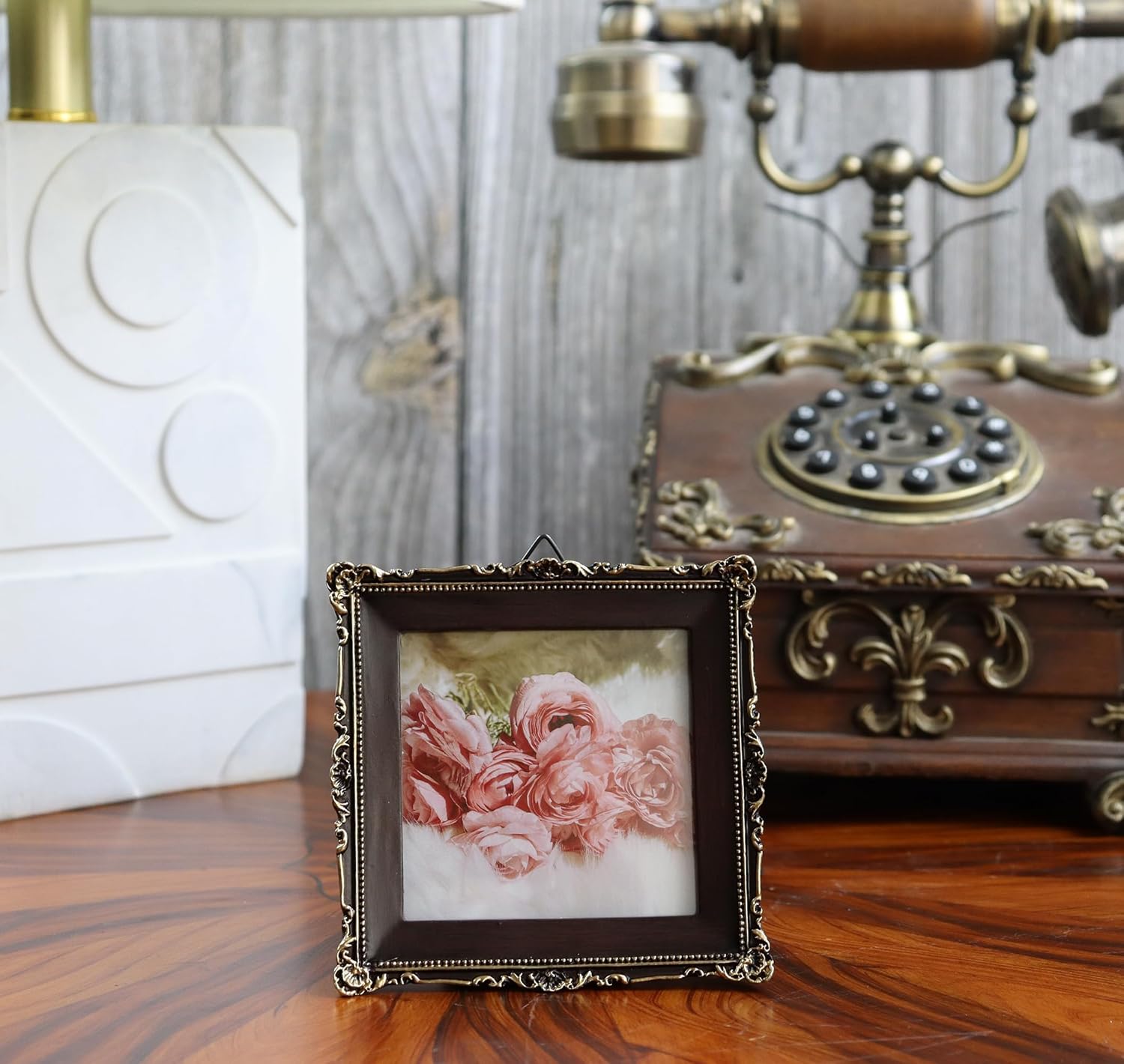 Hymmah 3x3 Inch Mini Wallet Picture Frame Vintage Decor