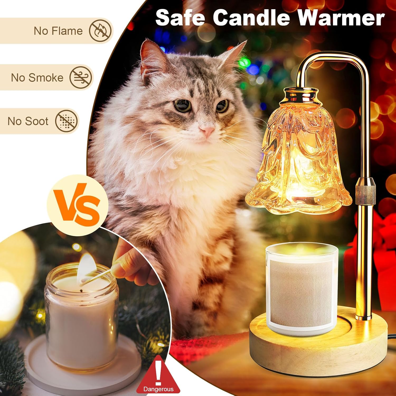 PYZO Flameless Candle Lamp with Timer and Adjustable Height