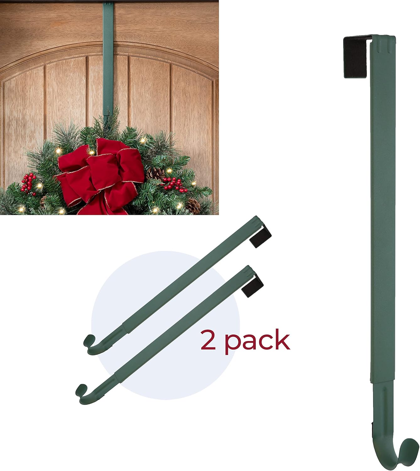 Haute Decor Adjustable Wreath Hanger - 2 Pack Green