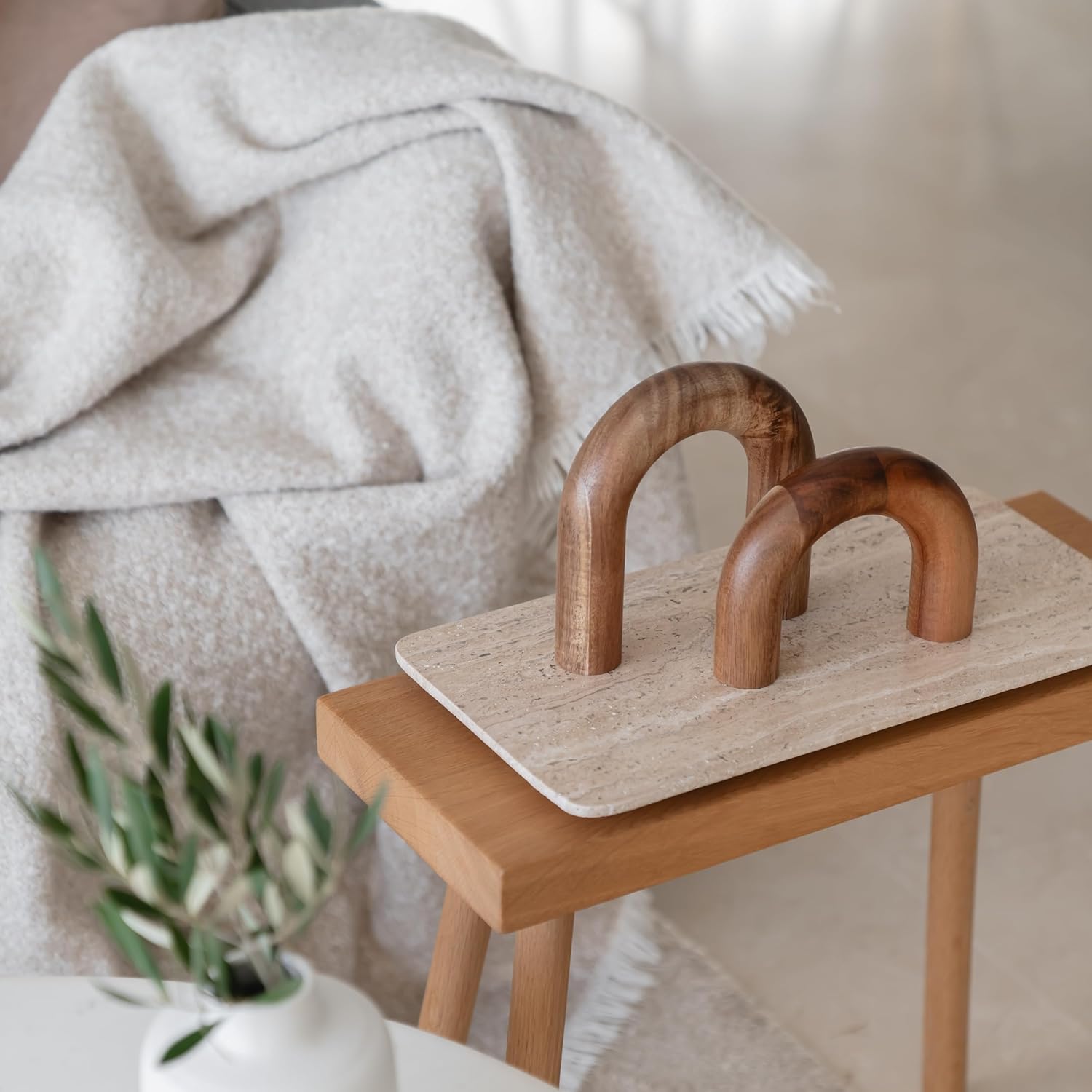 Wood Arch Bookshelf Decor - Modern Home Accent