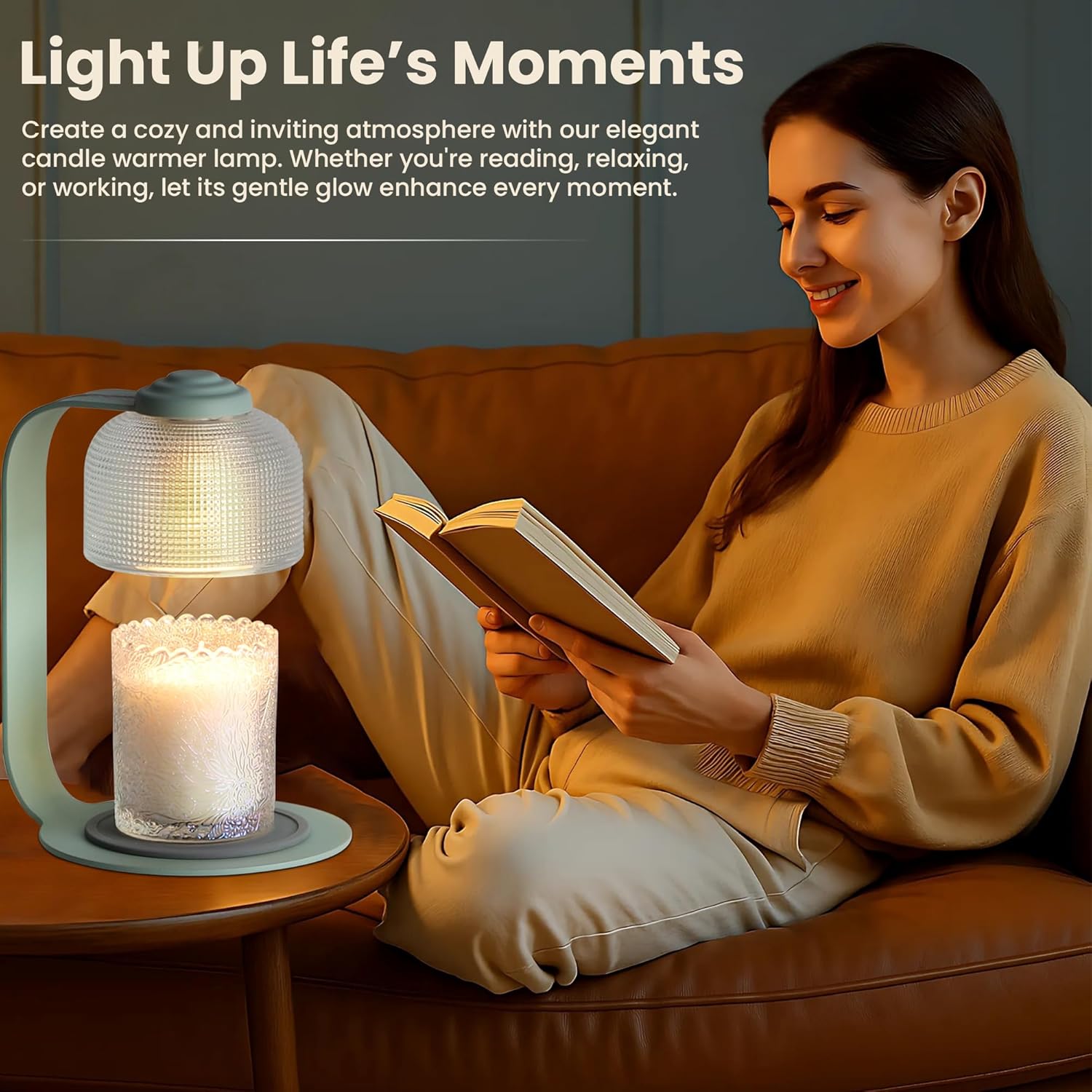 Candle Warmer Lamp with Timer - 492 Tall Green Metallic Frame