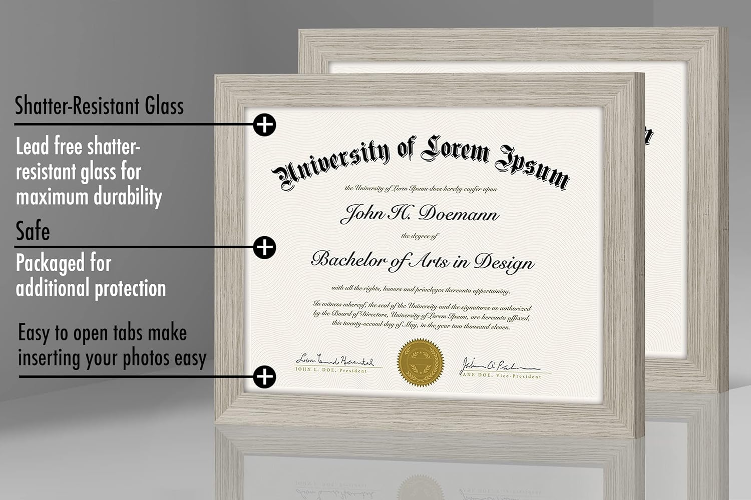 Americanflat 85x11 Diploma Frame Set of 2