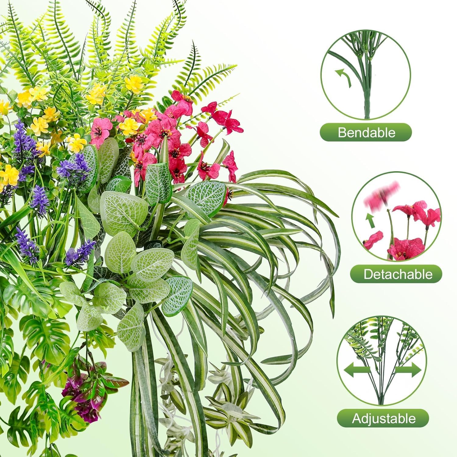 12 Bundle Artificial Greenery for Outdoor Decor