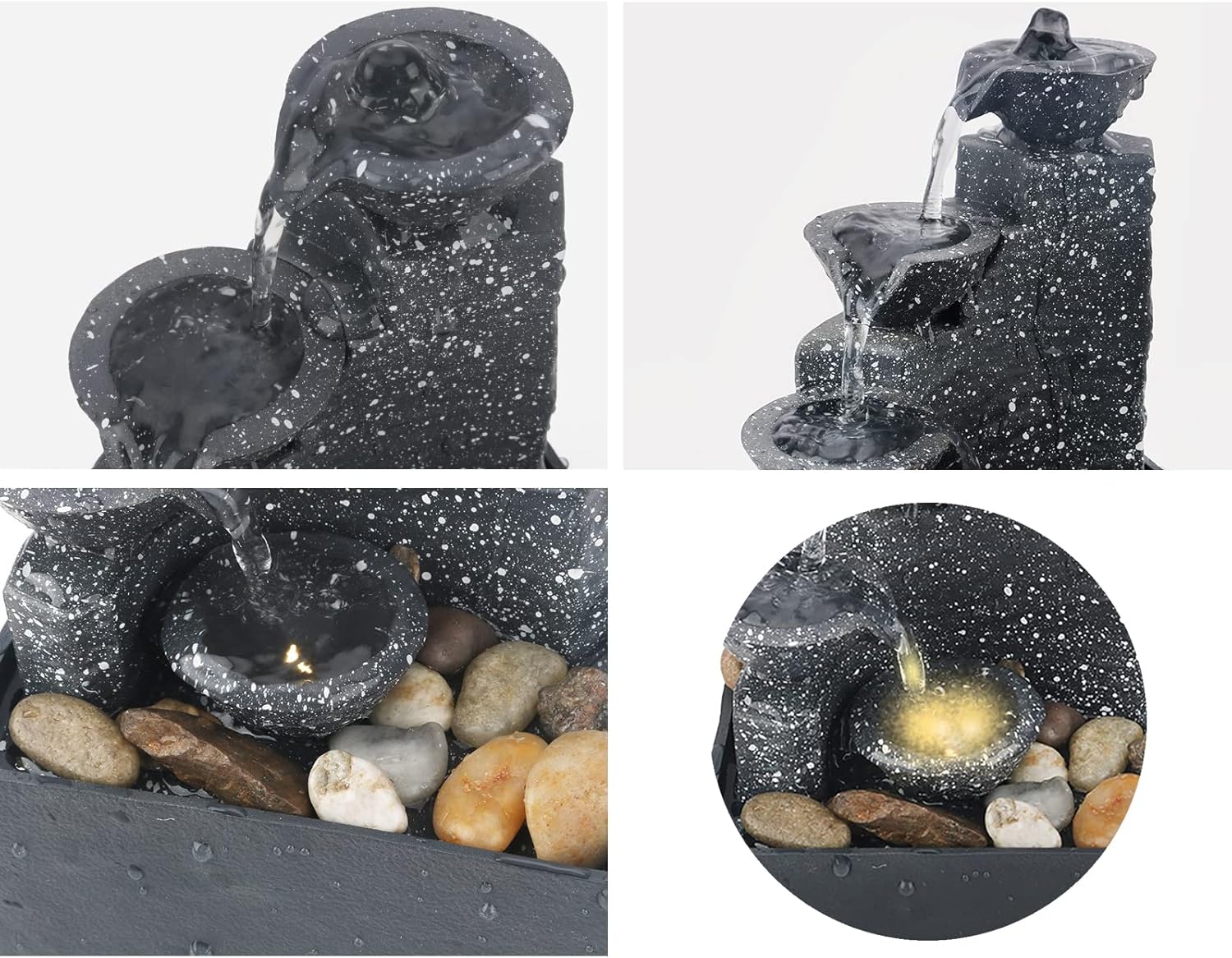 GWZiehory 4-Tier Tabletop Water Fountain for Home Office Relaxation