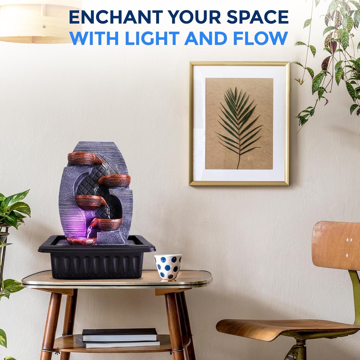 SereneLife Tabletop Water Fountain Zen Relaxing Decor for Meditation and Stress Relief