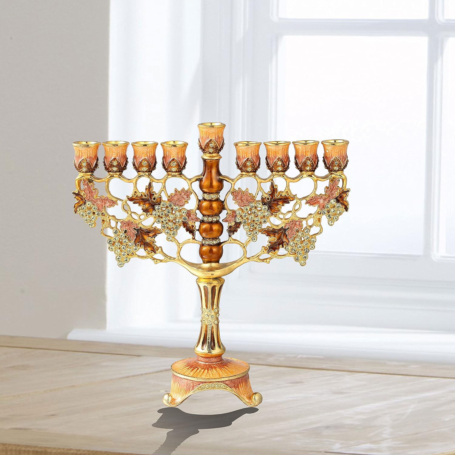 Matashi 725 Inch Tall Hand Painted Enamel Menorah