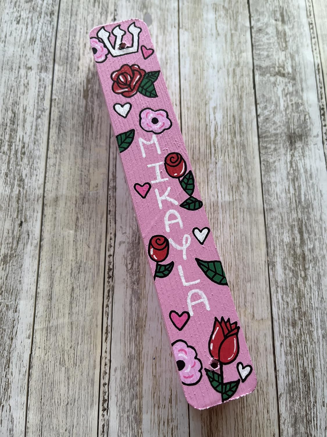 Roses and Hearts Mezuzah Scroll Case