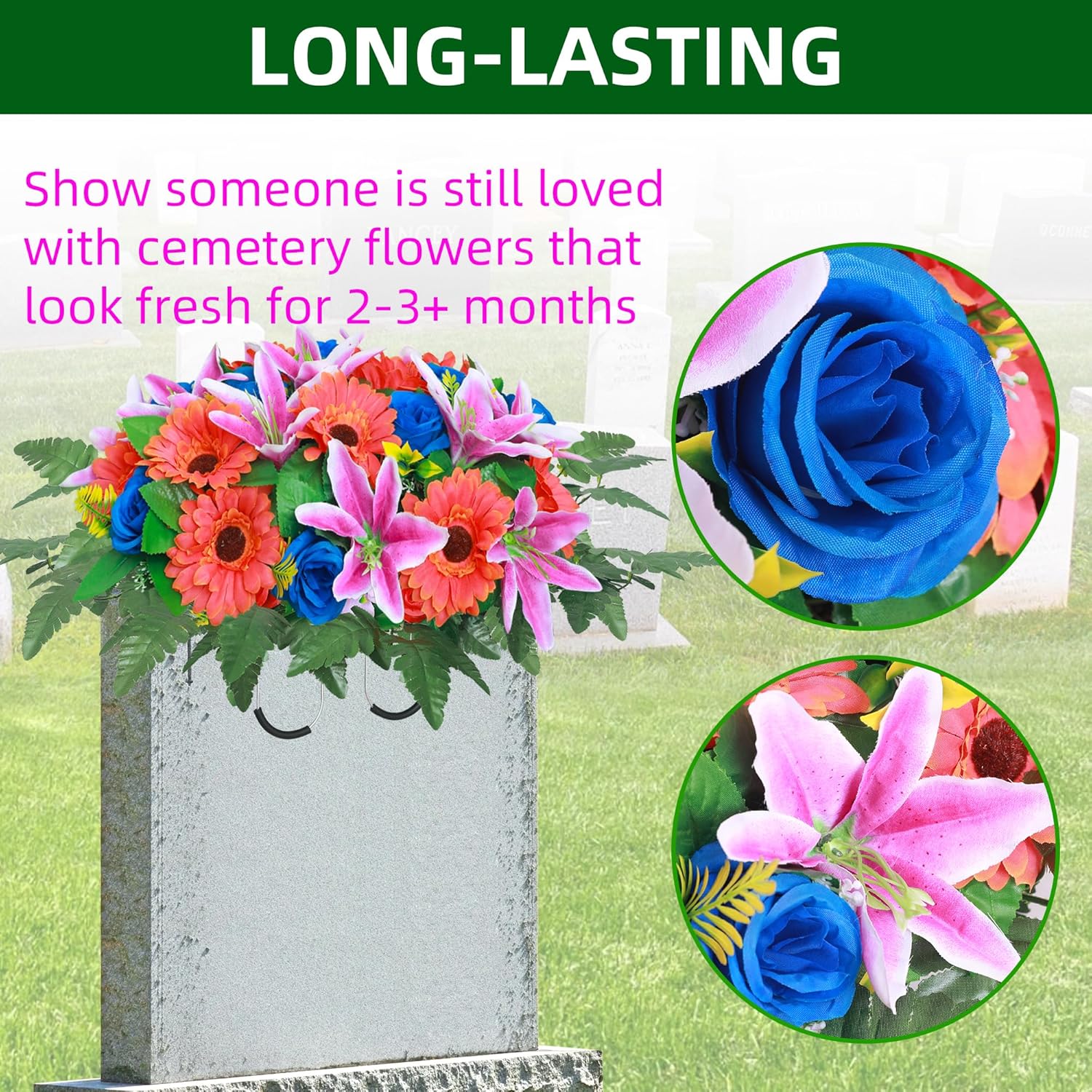 Lodou Artificial Cemetery Flowers Bouquet Set