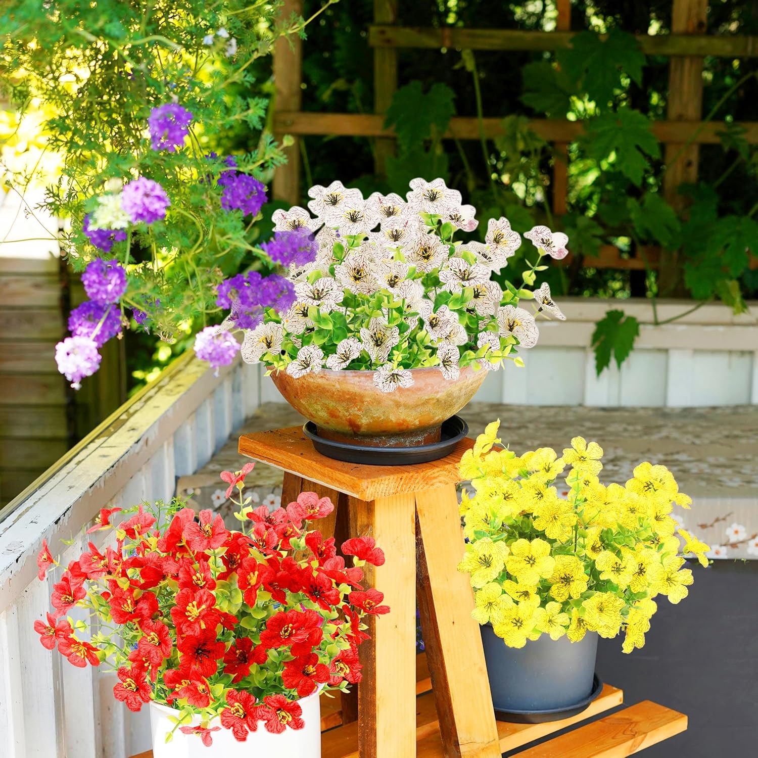 LEIISSURREE Artificial Flowers for Outdoor Decor Yellow Set of 12 Bundles