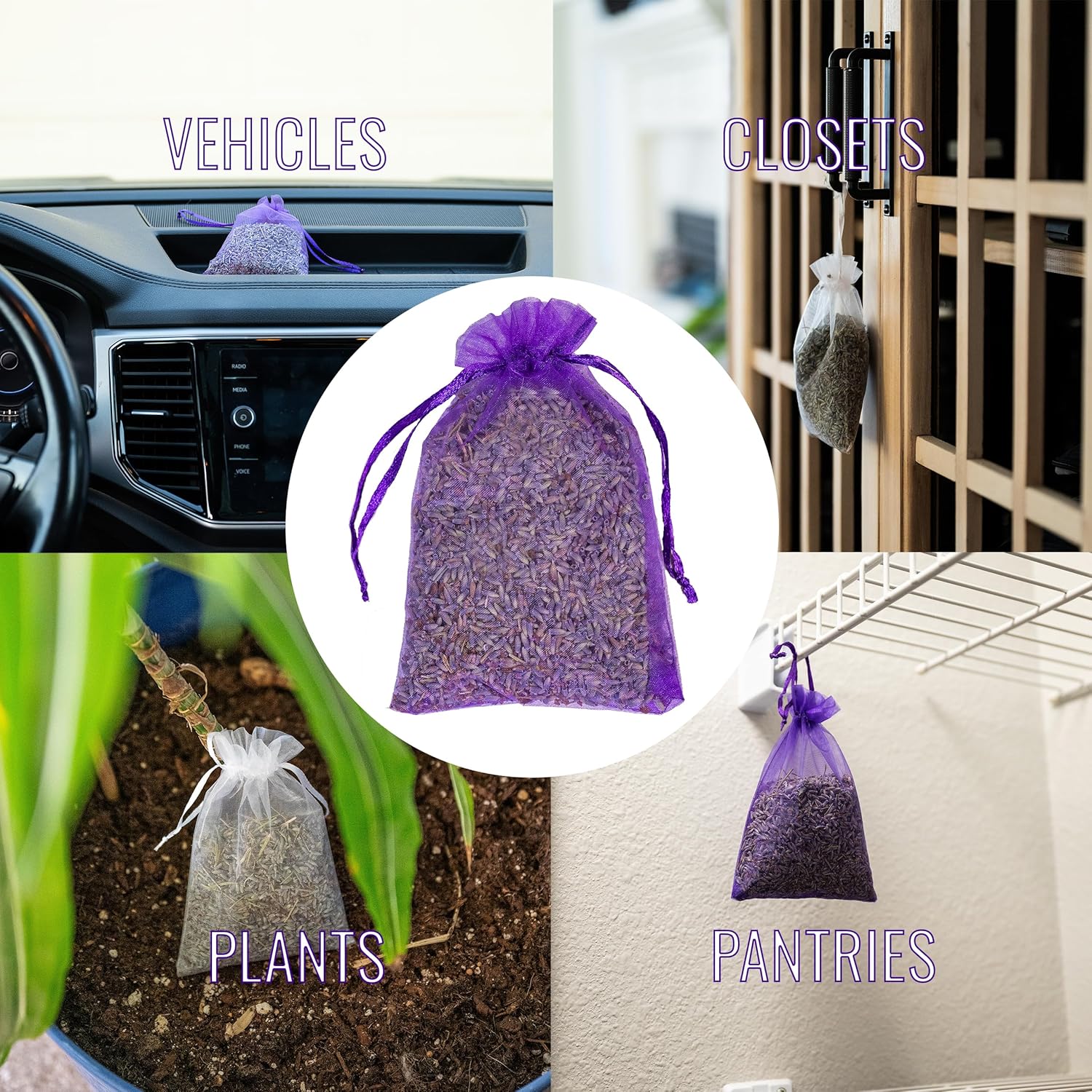 Large Premium Lavender Sachets - 12oz Pack of 12 - White