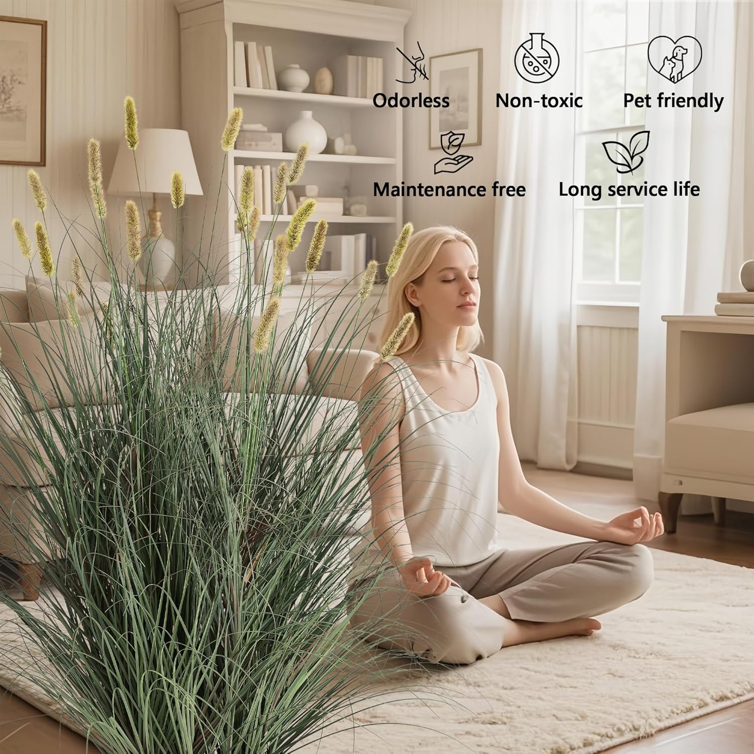 FloraFairy 4ft Onion Grass Artificial Plant