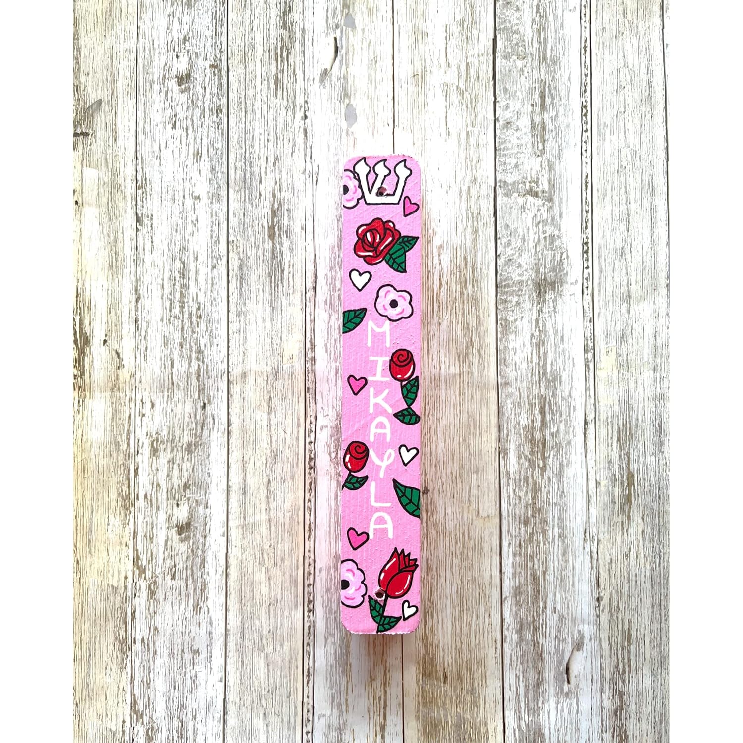 Roses and Hearts Mezuzah Scroll Case