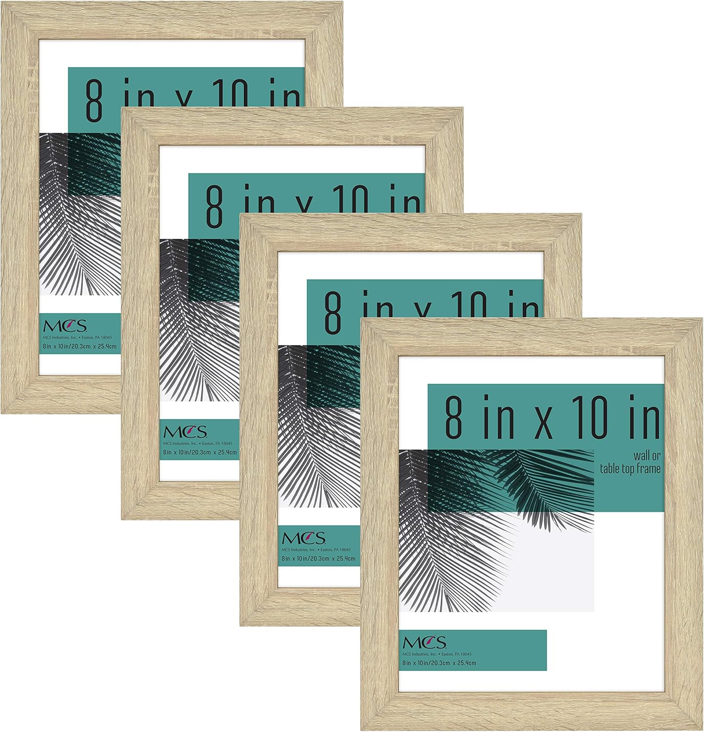 MCS 8x10 Picture Frame Woodgrain 4-Pack Wall Tabletop Display