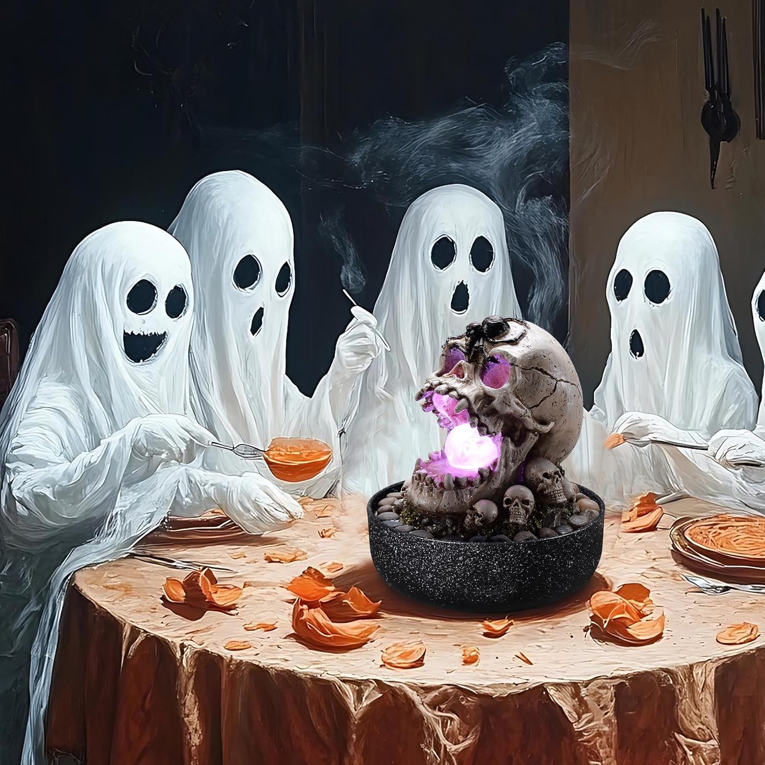 Gothic Skull Water Fountain with LED Light