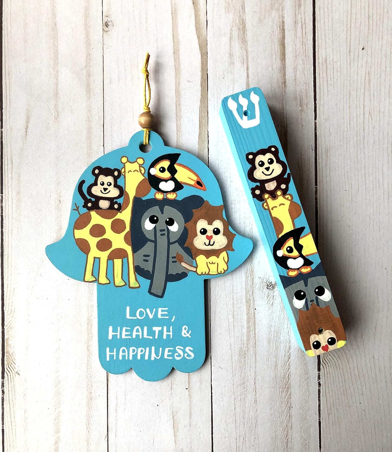 Lea Joelle Hamsa and Mezuzah Gift Set Light Blue