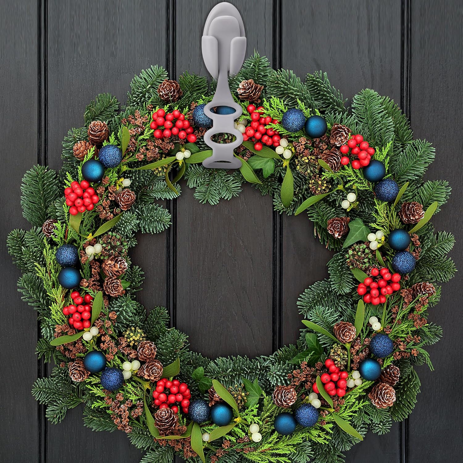 6 Pcs Christmas Wreath Holder Ties - 85 Inch Adhesive Silicone Straps