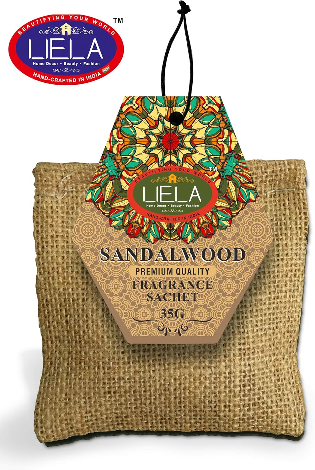 LIELA Jute Bag Natural Organic Fragrance Sachets Set of 3 Rose Sandal Lavender