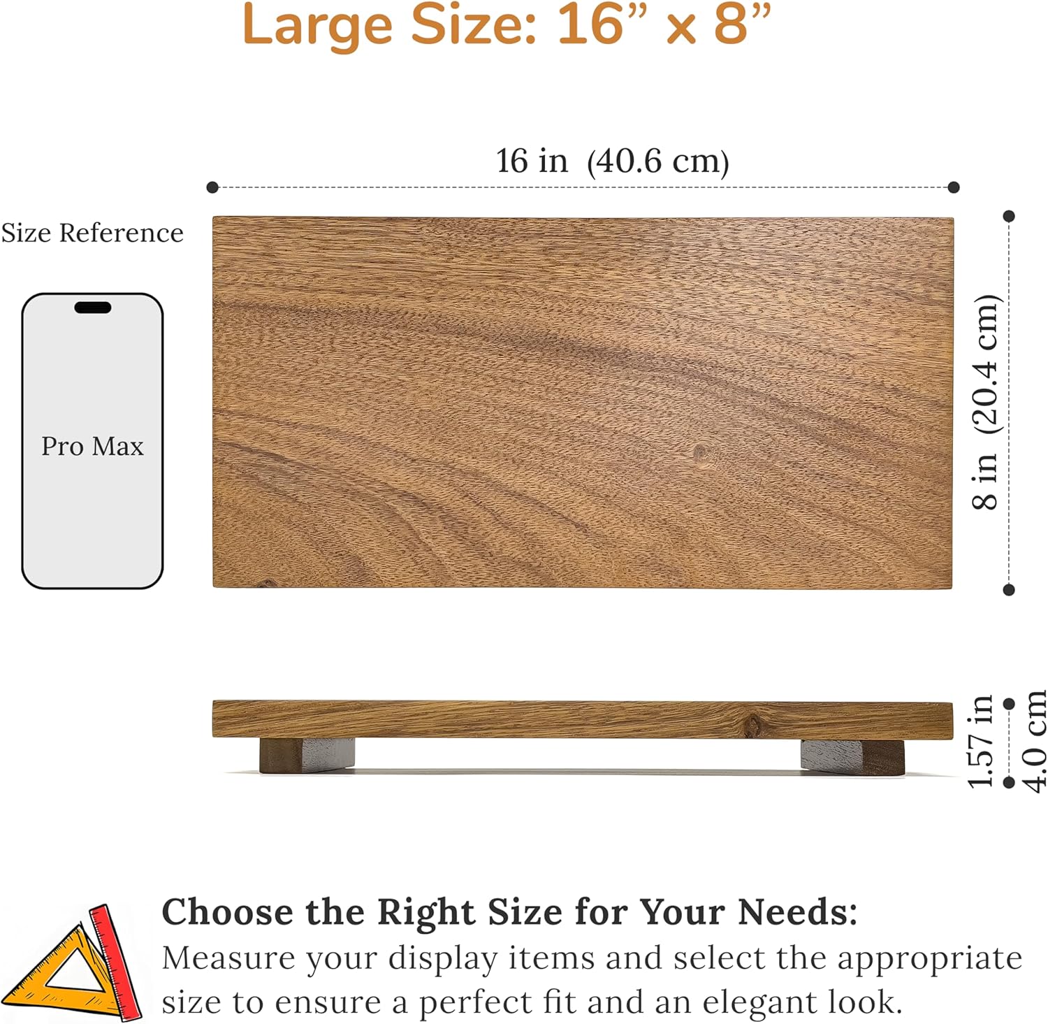Large 16 Inch Acacia Wood Riser Pedestal Stand