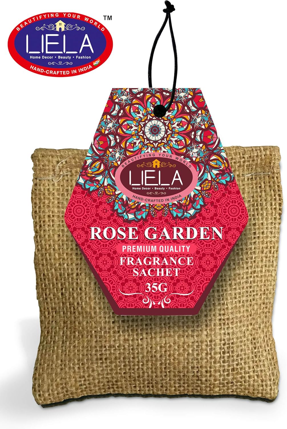 LIELA Jute Bag Natural Organic Fragrance Sachets Set of 3 Rose Sandal Lavender