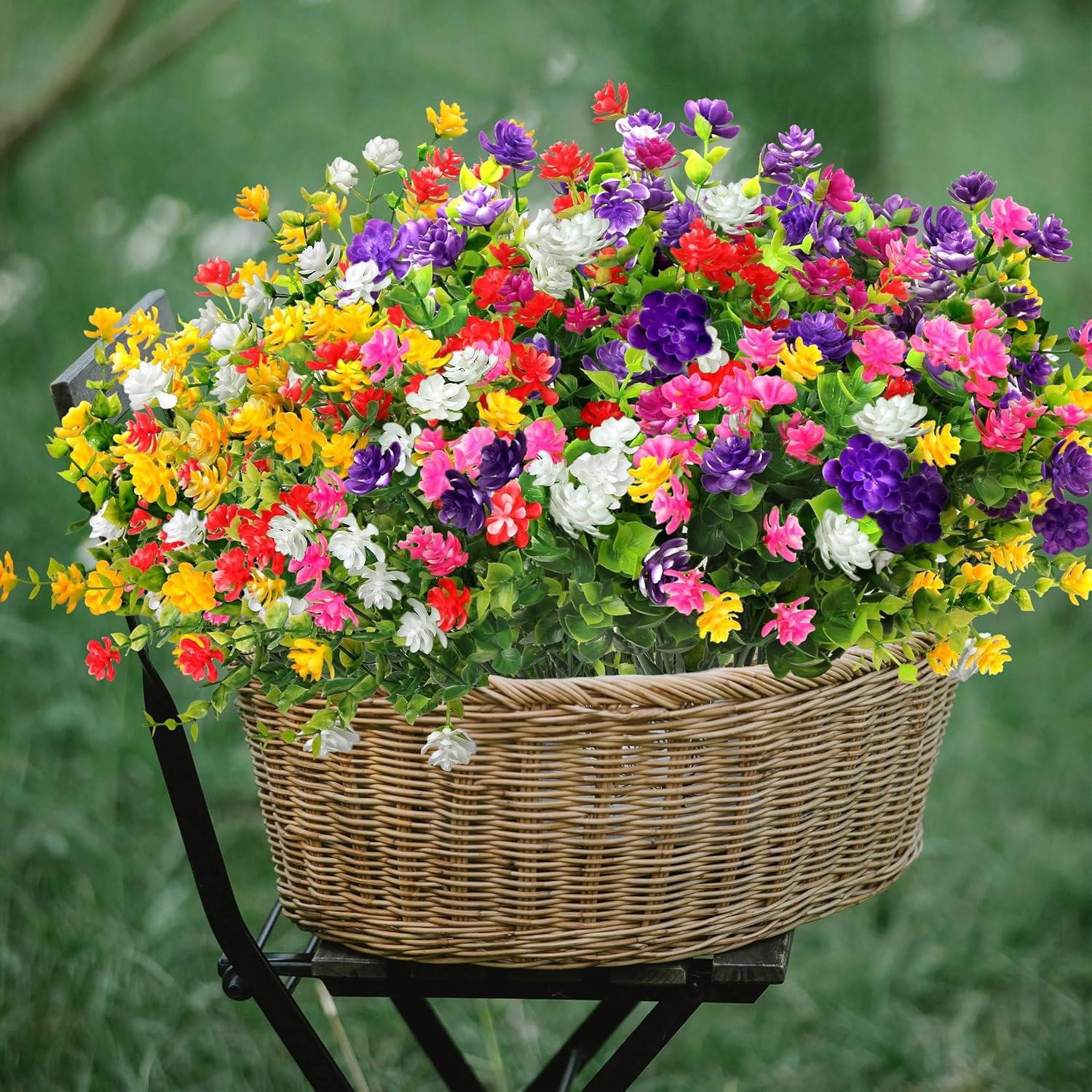 Artificial Plants Flowers for Outdoors 12 Bundles