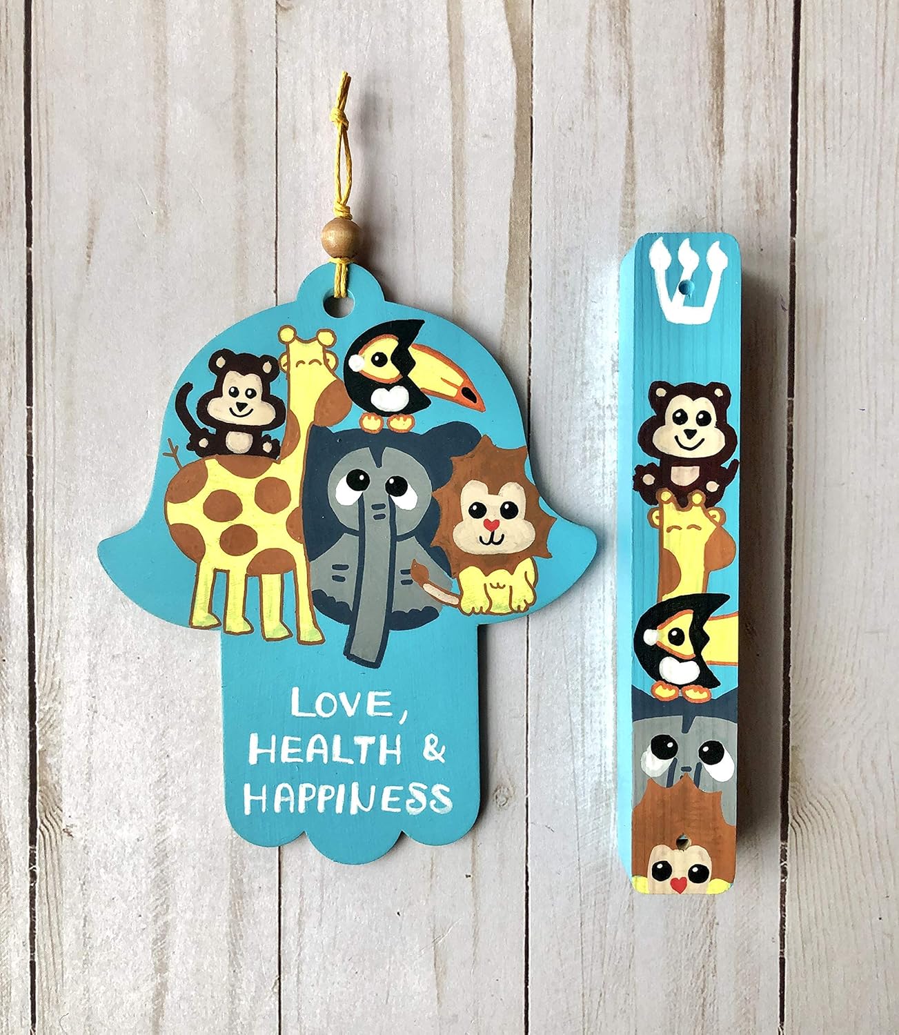Lea Joelle Hamsa and Mezuzah Gift Set Light Blue