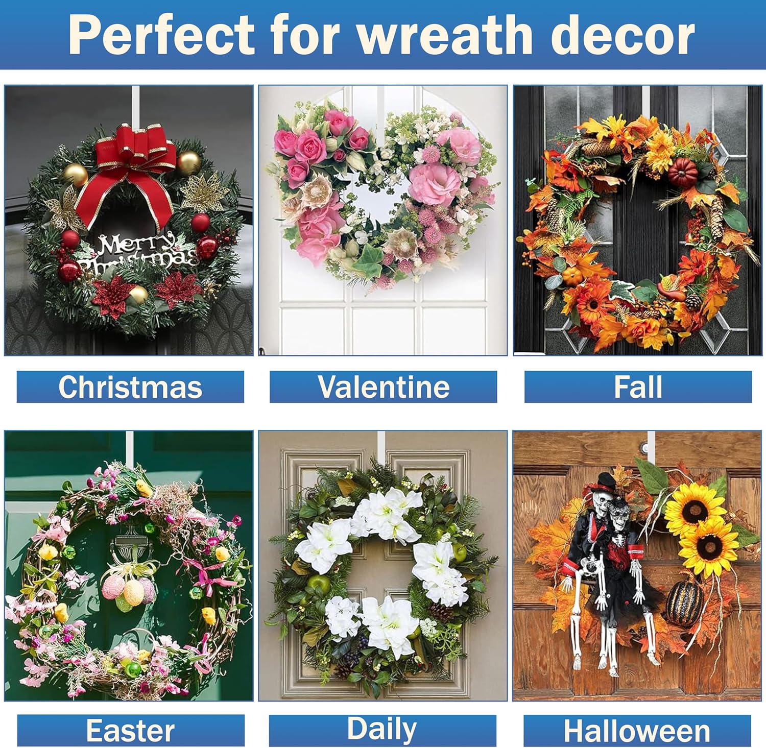 SR ESSENTIALS 12 Wreath Hanger for Front Door White