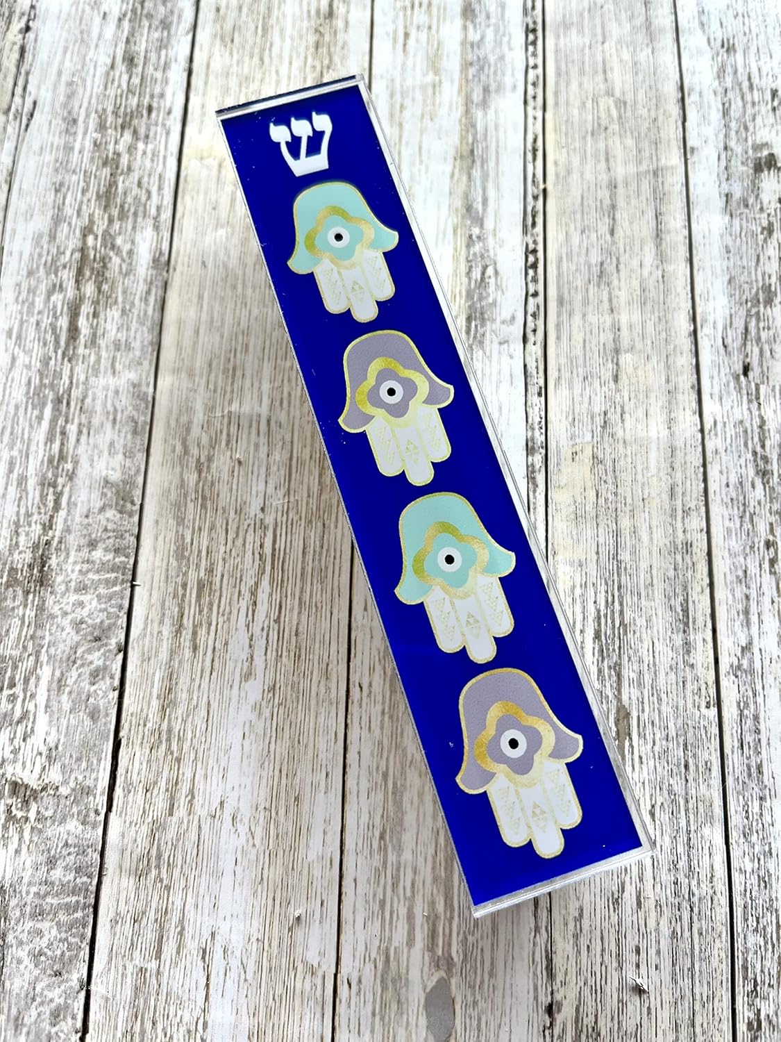 Hamsa Mezuzah Acrylic Aluminum Scroll Case