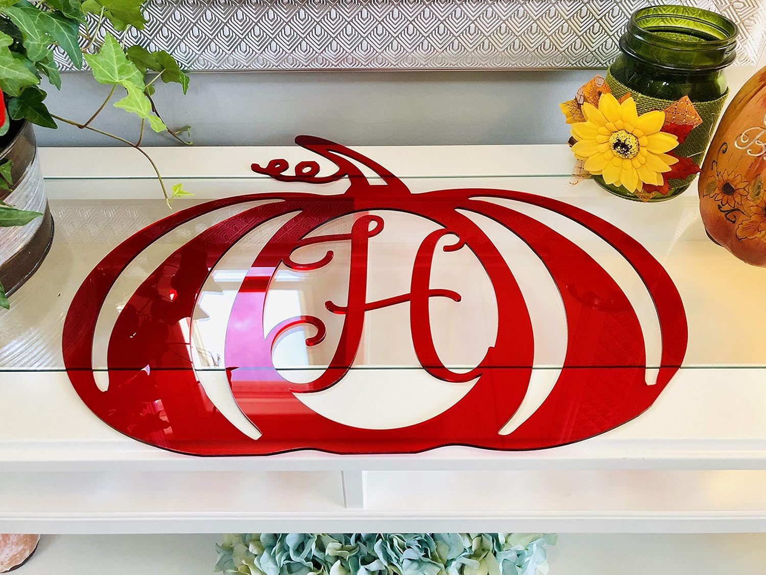 DistinctAndUnique Halloween Pumpkin Monogram Door Hanger - Seasonal Decor