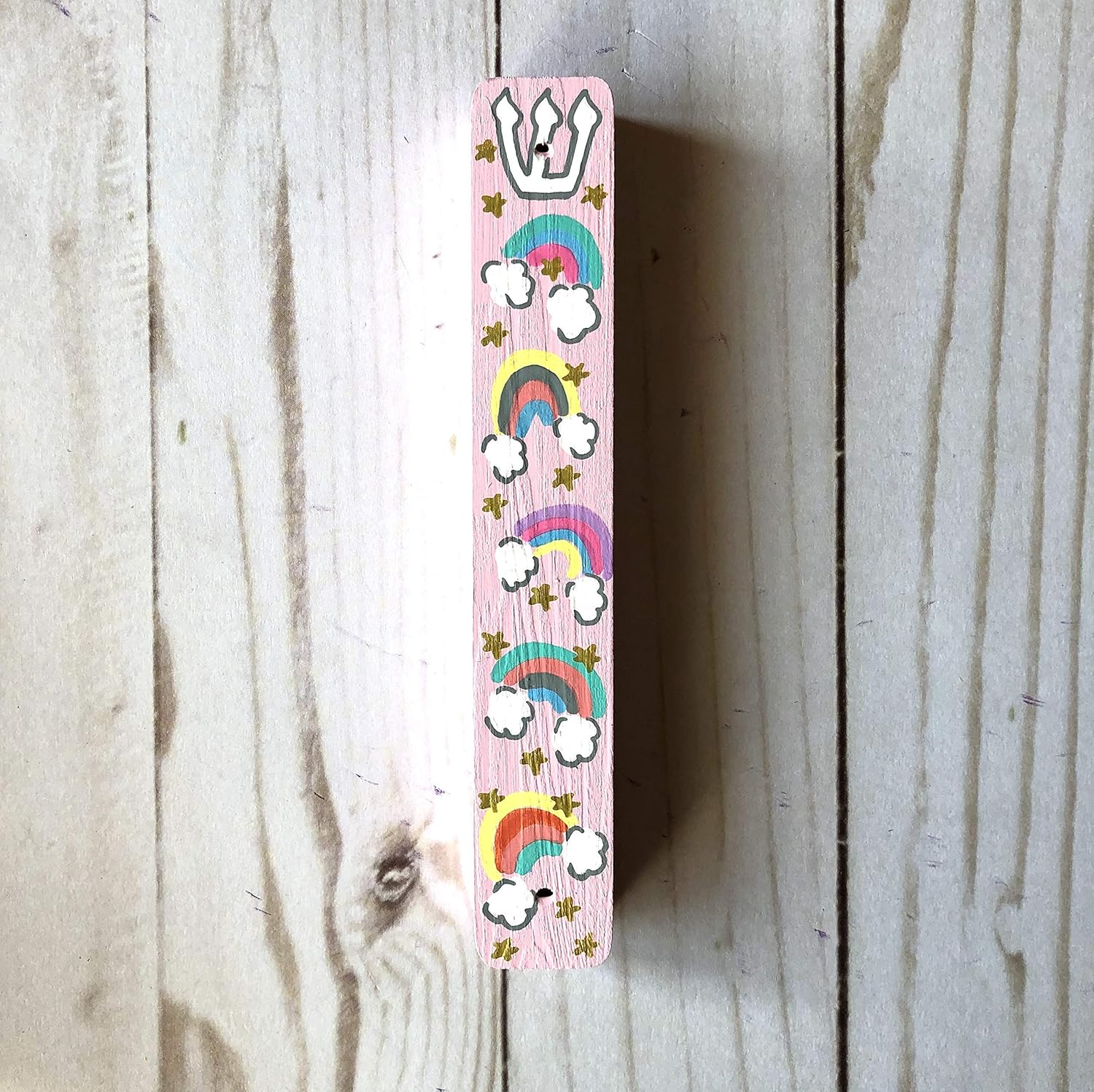 Rainbow Mezuzah Scroll Case for Jewish Baby Girl