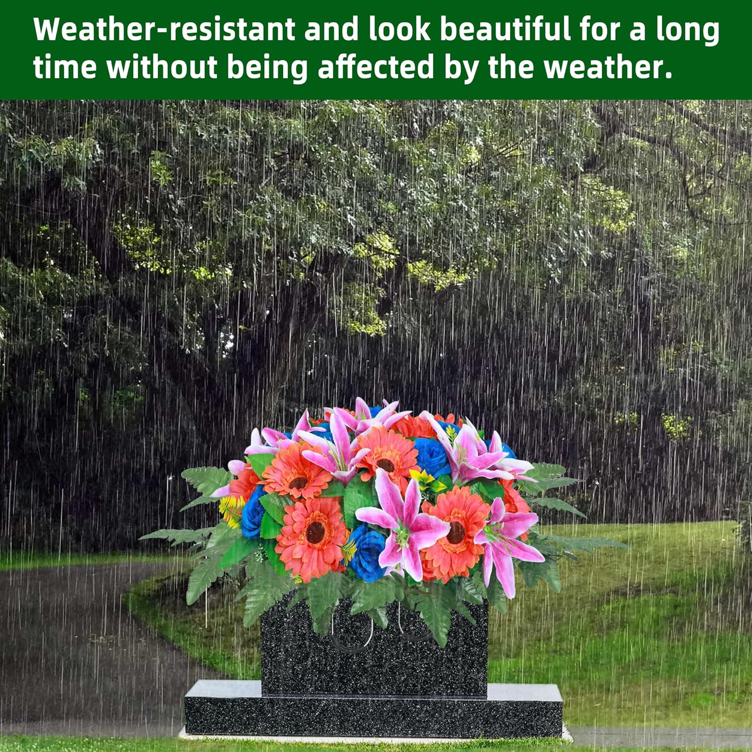 Lodou Artificial Cemetery Flowers Bouquet Set