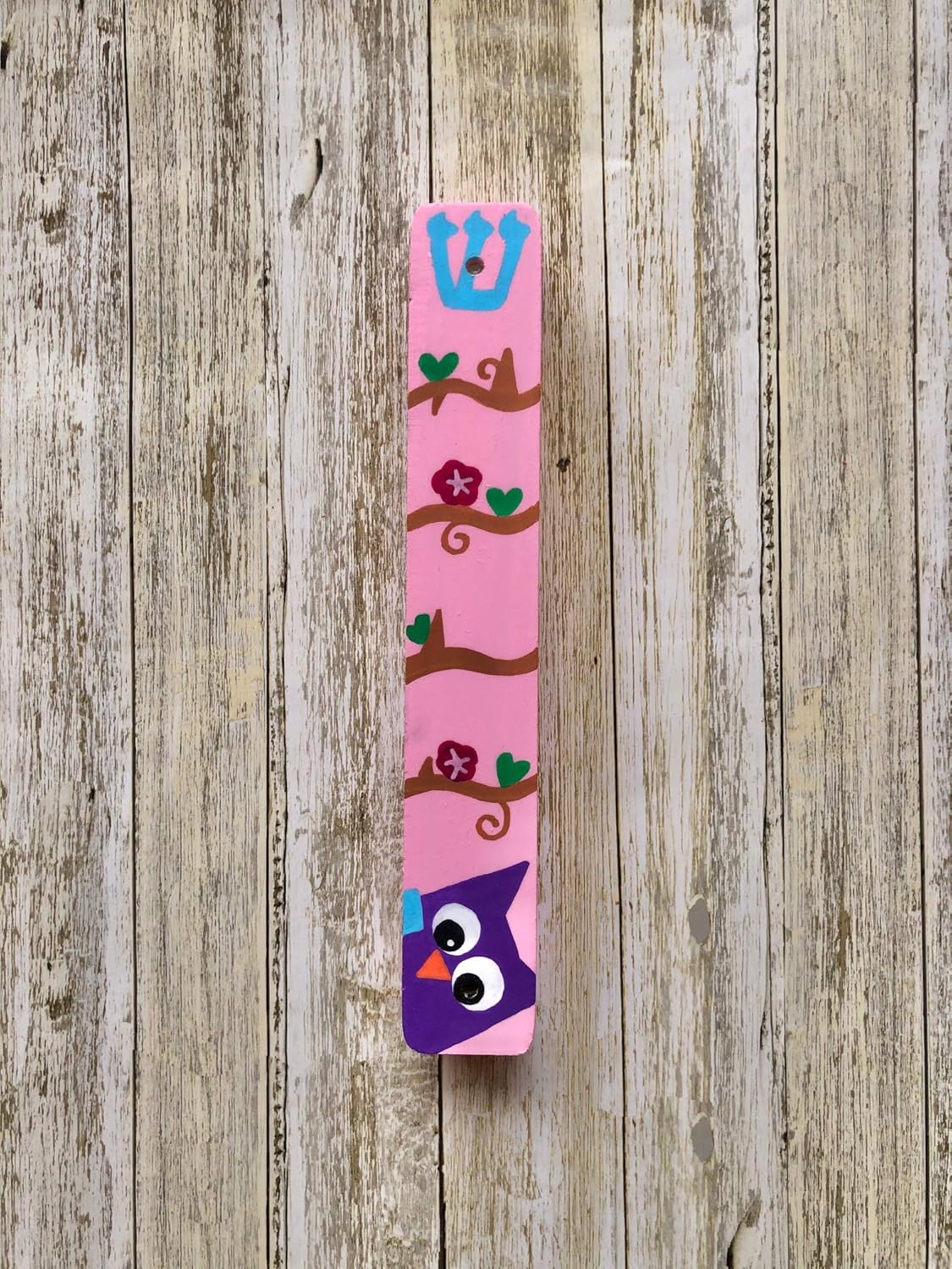 Lea Joelle Handmade Hamsa and Mezuzah Owl Blessing Pink