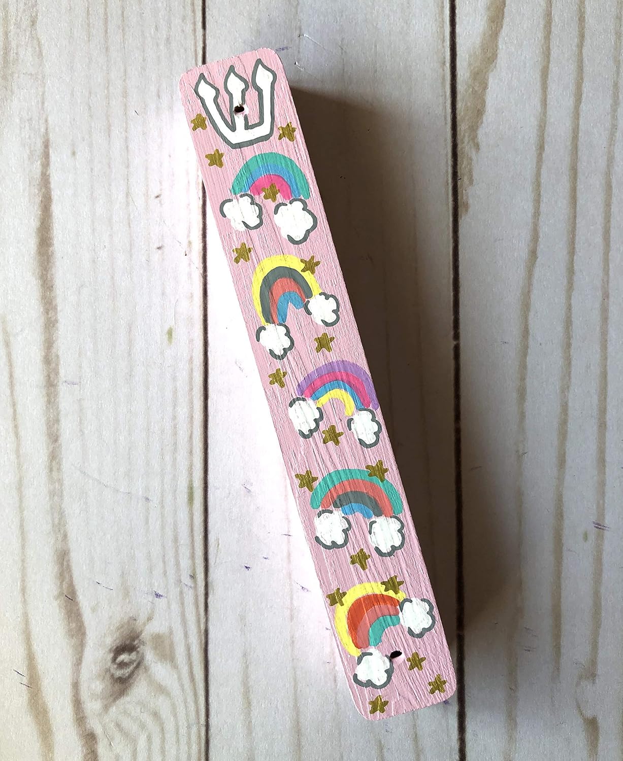 Rainbow Mezuzah Scroll Case for Jewish Baby Girl