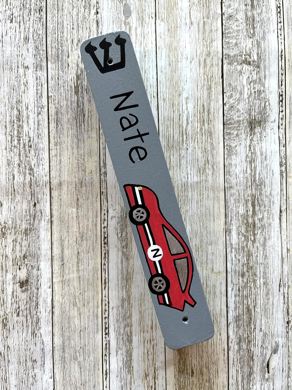 Race Car Mezuzah for Kids Wooden Scroll Holder