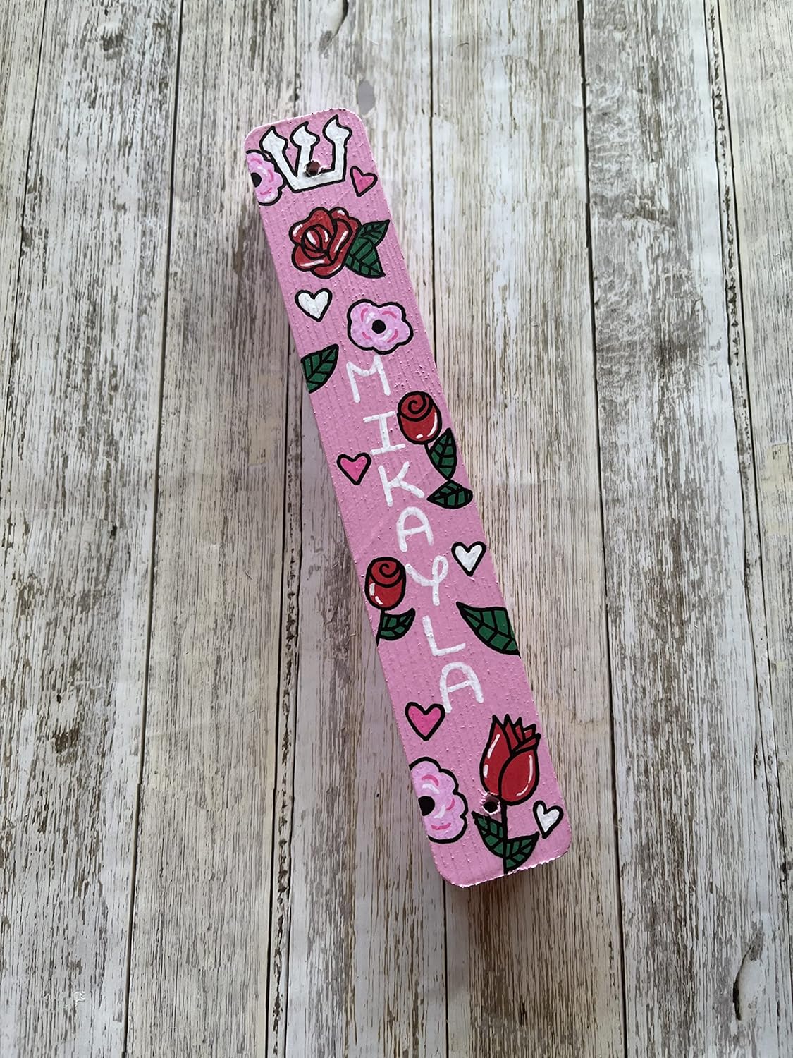 Roses and Hearts Mezuzah Scroll Case