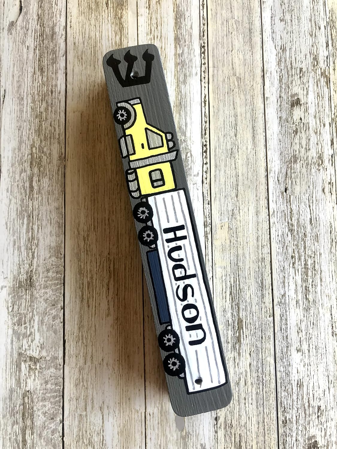 Personalized Truck Mezuzah for Jewish Baby Boy