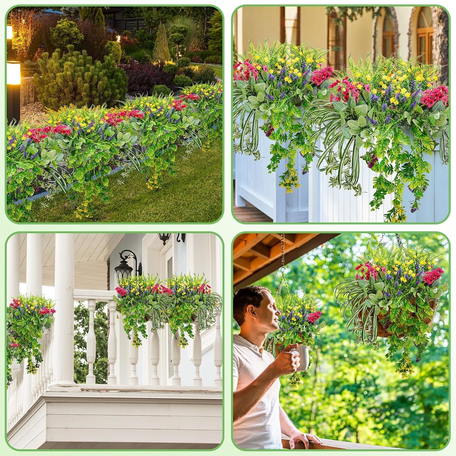 12 Bundle Artificial Greenery for Outdoor Decor
