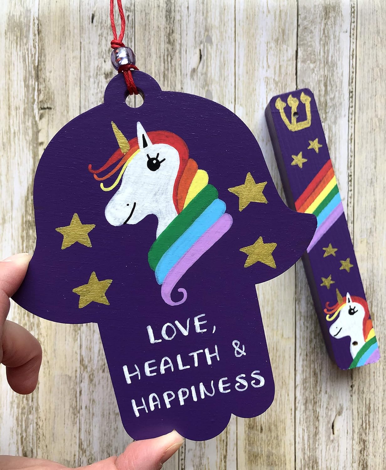 Lea Joelle Hamsa and Mezuzah Rainbow Unicorn Purple Gift