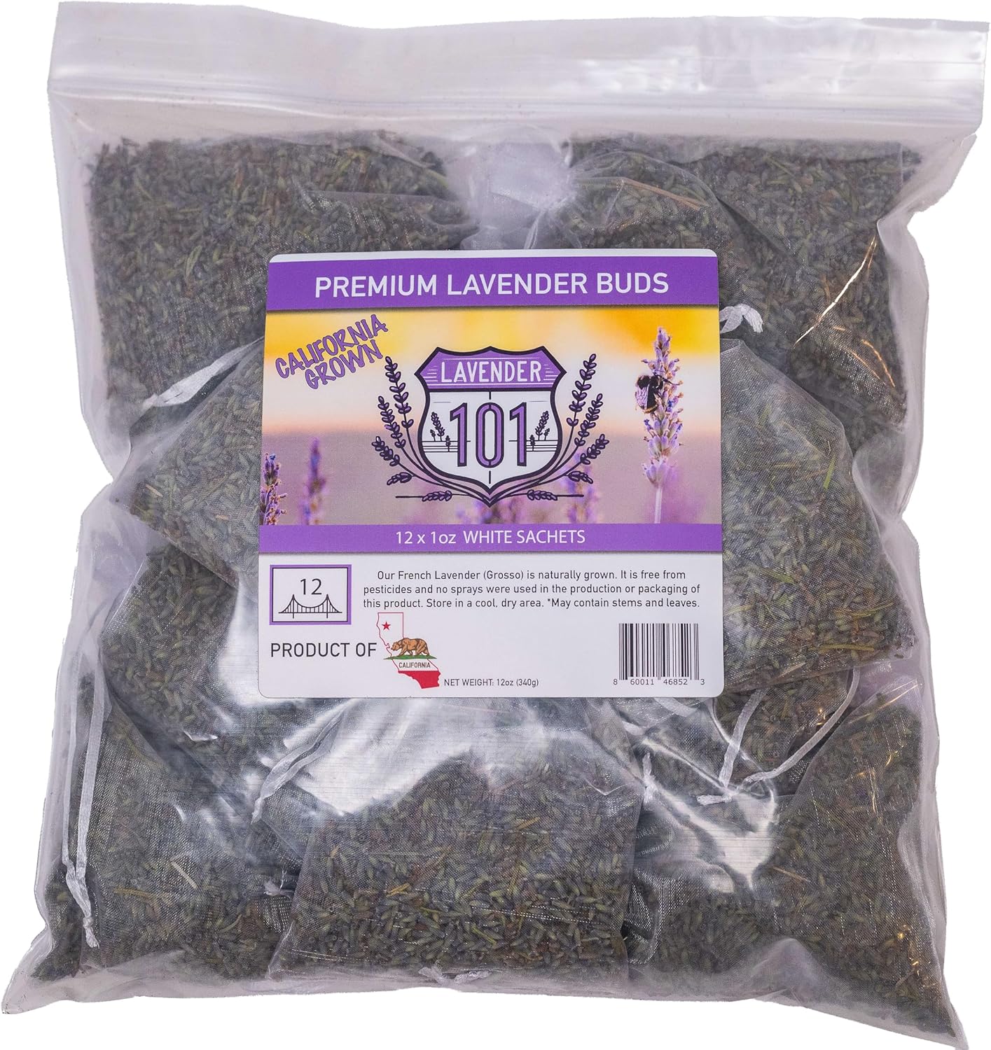 Large Premium Lavender Sachets - 12oz Pack of 12 - White