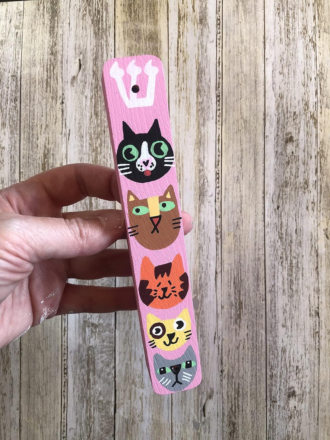 Cat Mezuzah Kids Room Door Blessing Pink No Scroll