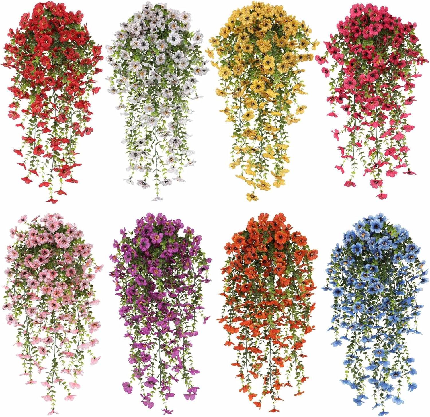 4 PCS Artificial Hanging Flowers for Outdoor Decor