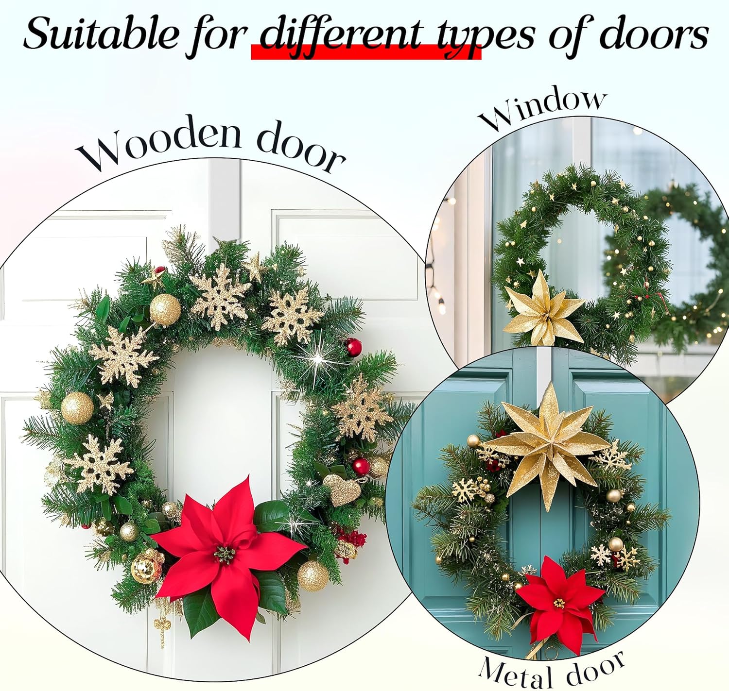 MCFULL 14 Inch Wreath Hangers for Front Door 2 Packs