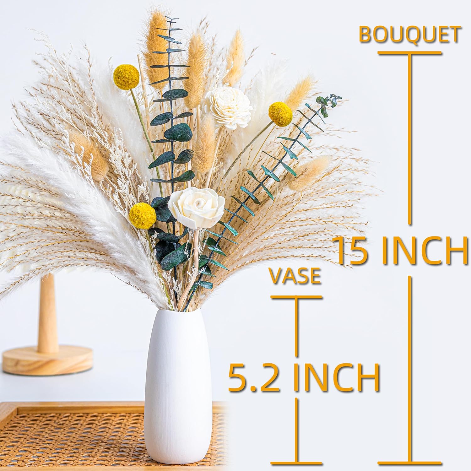 WILD AUTUMN Pampas Grass Decor Set with Vase