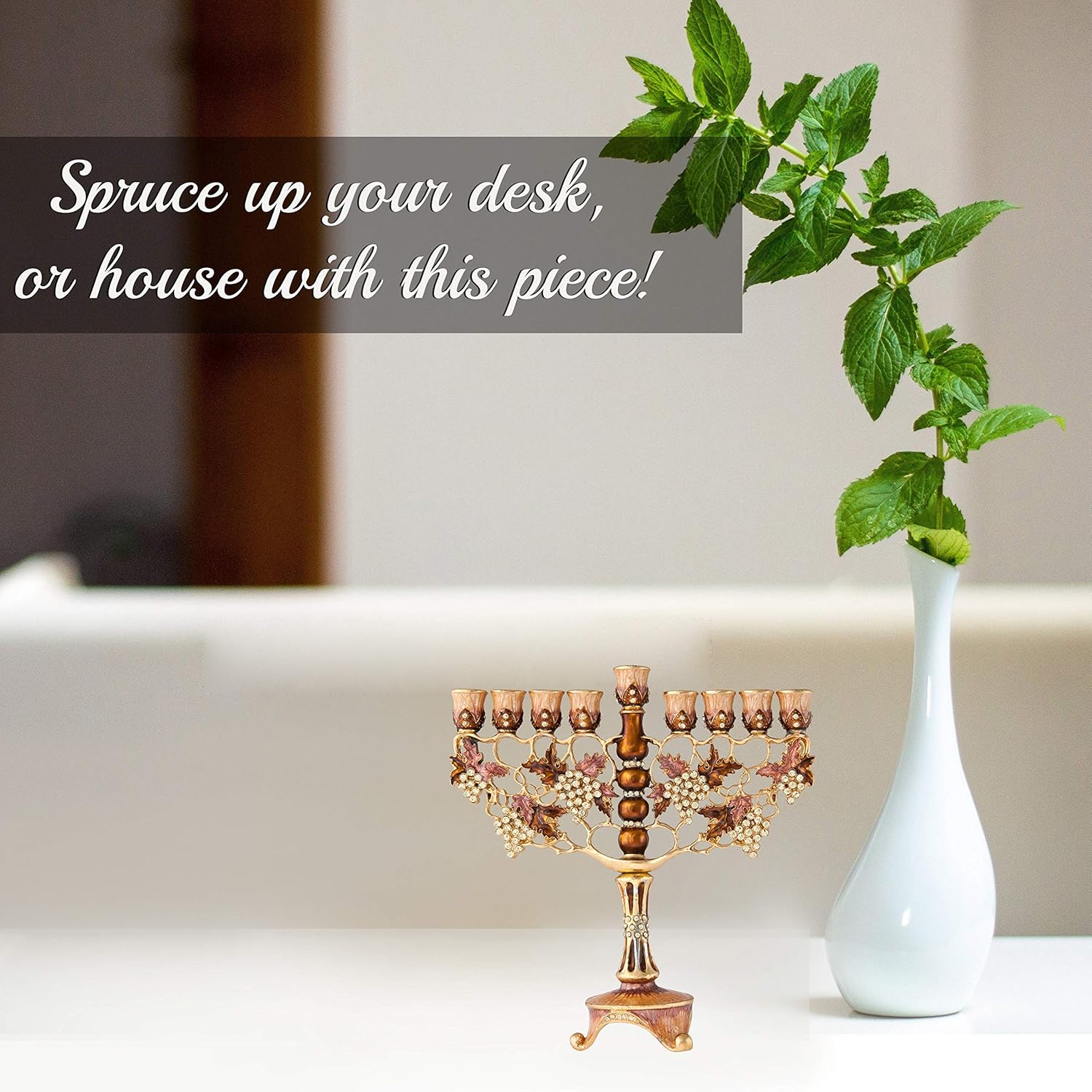 Matashi 725 Inch Tall Hand Painted Enamel Menorah
